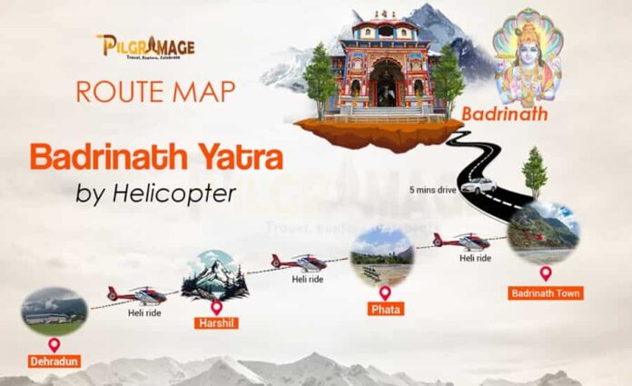 Badrinath Route Map by Helicopter